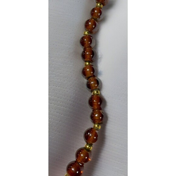 VTG 7.5in Bronze Brown Glass Beads Gold Tone Boho Beach Native Hippie Y2K - Picture 4 of 8